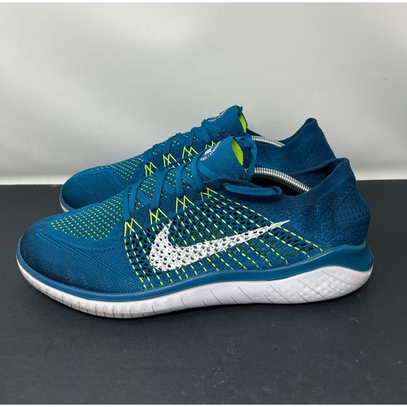 Nike Free RN Flyknit Men's Size 13 Running Shoes Blue White 942838-301 Sneakers - Picture 3 of 8